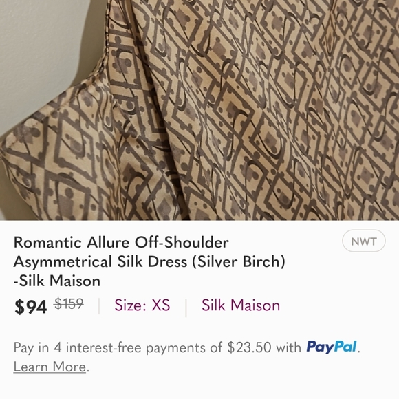 🆕 Silk Maison Romantic Allure Off-the-Shoulder Asymmetrical Silk Dress - Picture 16 of 16